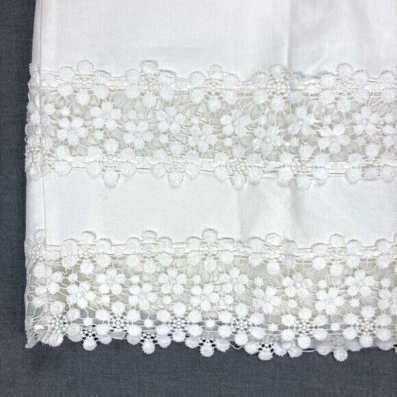 J. Crew Pencil Mini Skirt Women Size 2 White Daisy Floral Lace Zip Back Bohemian - Picture 3 of 12